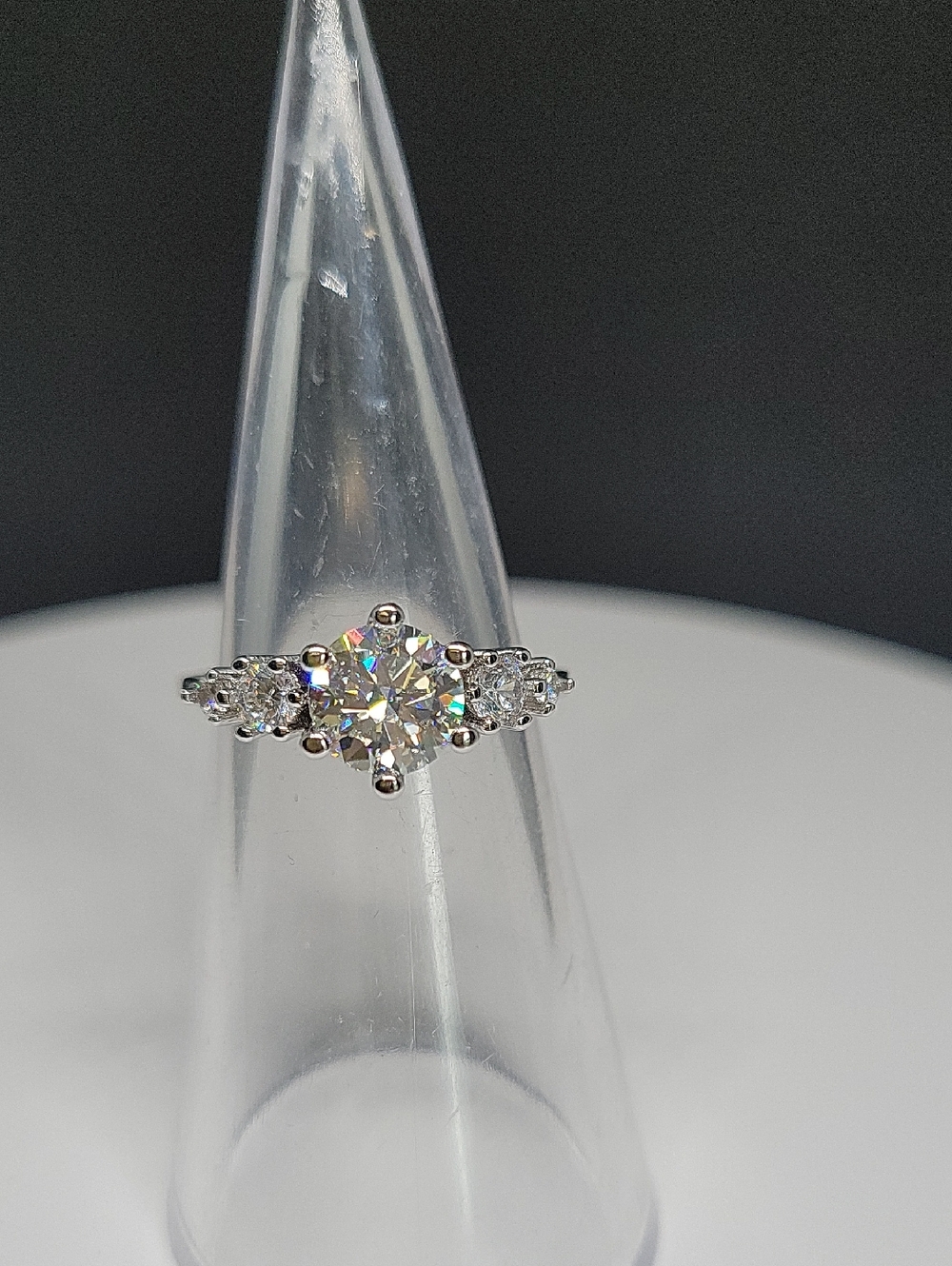 Brilliant Round-Cut 5 Stone Moissanite 14k GP Ring